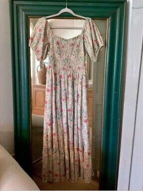 April Cornell Floral Smocked Maxi Dress